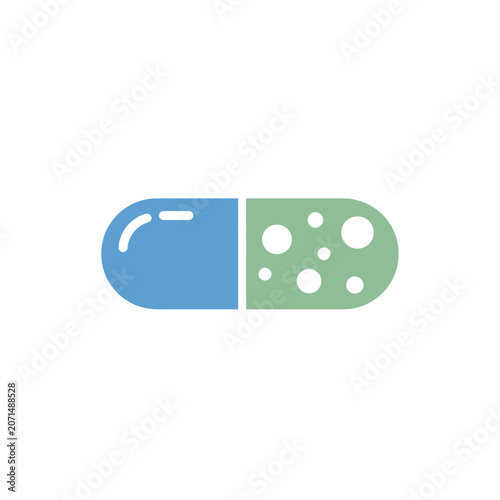 A blue and green capsule pill icon.