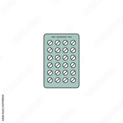 A graphic illustration of a blister pack.