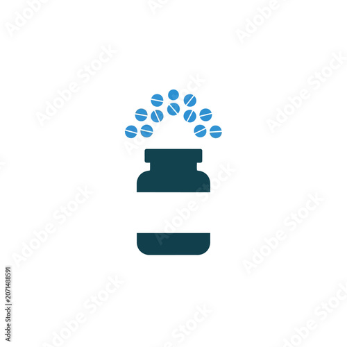 Icon of a bottle releasing particles.