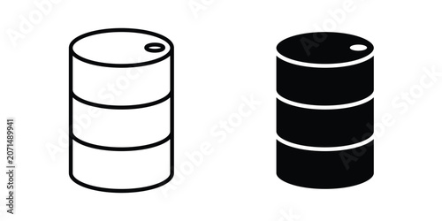 Oil drum container icon in line art design vector concepts