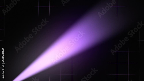Purple Spotlight Beam Across Neon Grid Abstract Motion Graphics Background. 4K