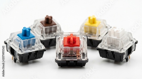 Mechanical keyboard switches assorted colored stems with keyboard, mechanical