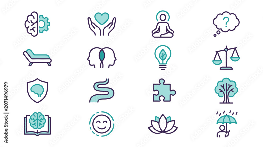 Fototapeta premium Mindful Self Care Mental Health Brain Wellness Learning and Solutions for Inner Peace