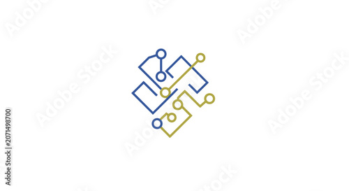 A digital abstract graphic showing interconnected lines and nodes