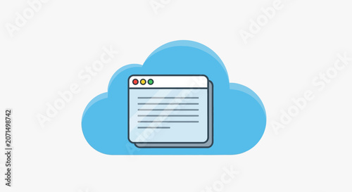 A digital browser window floating inside a blue cloud icon