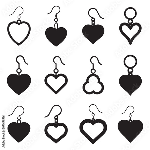 Elegant heart earring silhouette isolated graphic for minimalist