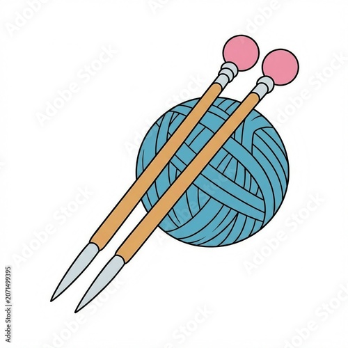 a ball of yarn and knitting needles illustration 