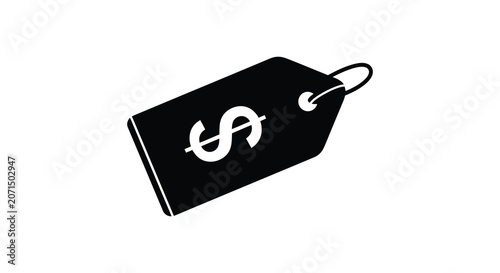 Price tag with dollar sign symbol in black silhouette