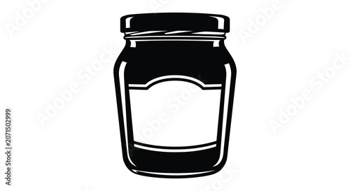 Glass jar with label black and white silhouette
