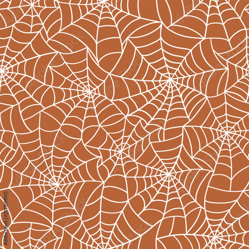 Halloween spider web on isolated background. Seamless vector pattern for textile, wallpaper or print design.
