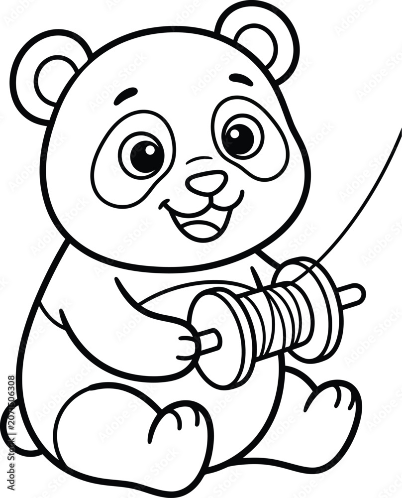 Obraz premium Smiling panda bear lifting dumbbell