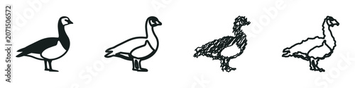 Foto A collection of four distinct goose illustrations, ranging from a solid silhouet