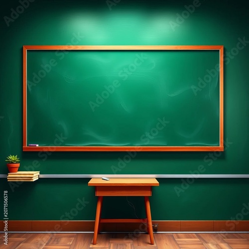 Classroom blackboard with green chalkboard background, back-to-school, interior design