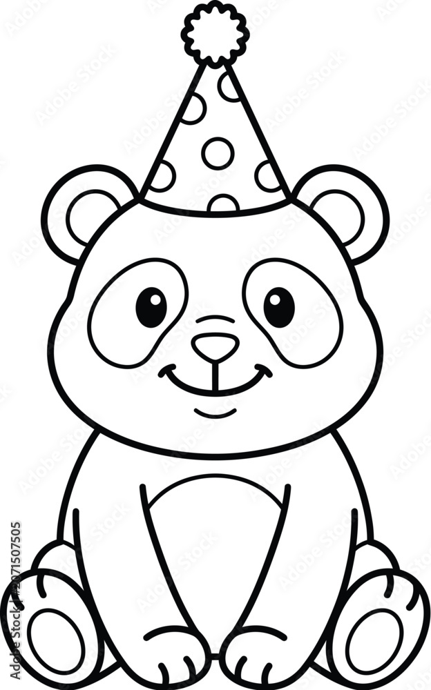 Fototapeta premium Cute panda bear in party hat