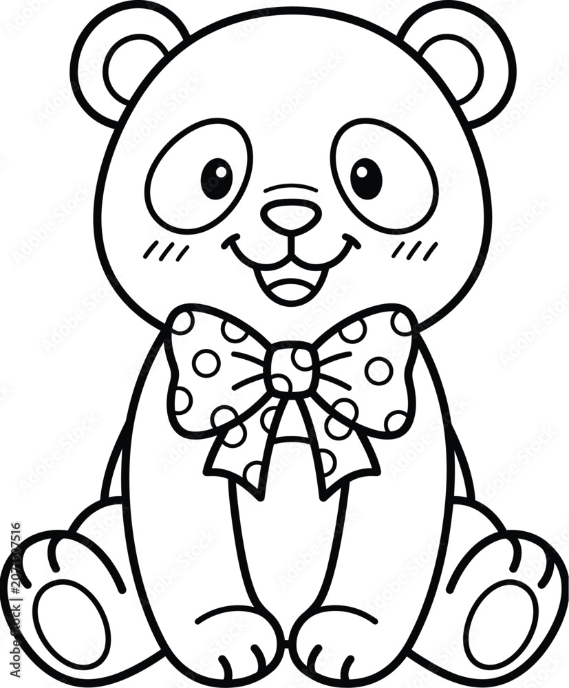 Fototapeta premium Cute panda bear with bow tie