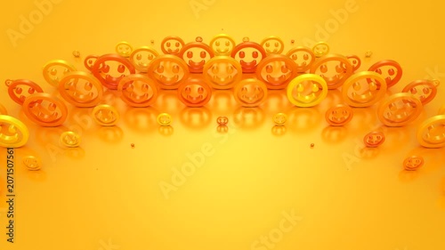 Smiles Form a Wave. Abstract motion, two color, 3d rendering, 4k resolution

