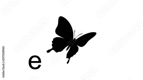 Obraz na plátne Butterfly Silhouette Against A White Background lepidoptera
