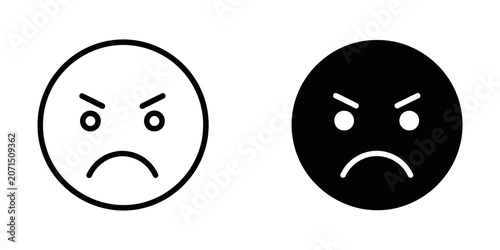 Tableau sur toile Angry face emoji vector illustration set in outline and solid styles with expres