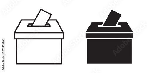 Fotografi Voting ballot icon logo line black symbols collections, election vote paper box