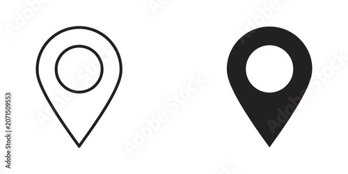 Tableau sur toile Location pin map marker icon set in outline and solid styles with location navig