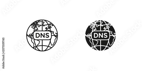 Photos Dns global network icon with internet connectivity technology communication infr