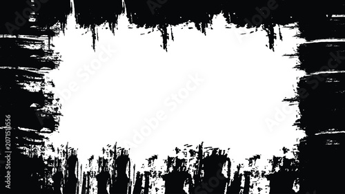 Canvastavla Grunge black ink border vector, distressed paint splatter frame, rough textured