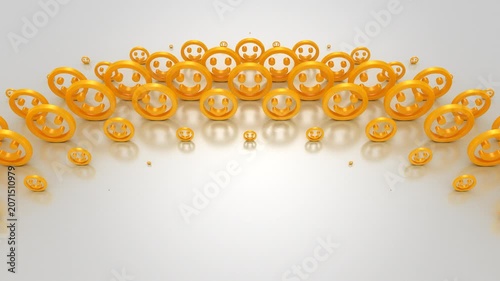 Smiles Form a Wave. Abstract motion, two color, 3d rendering, 4k resolution
