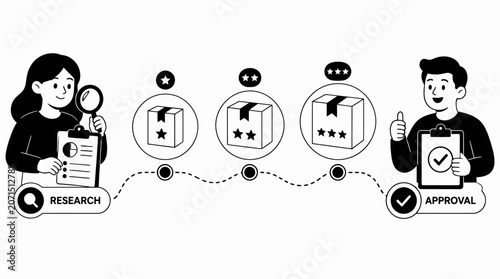 Business process workflow approval illustration concept.