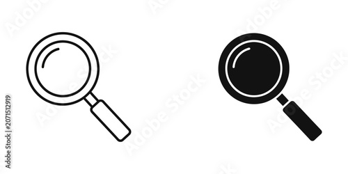 Billede på lærred Magnifying glass search icon set with magnifying detective research interface mi
