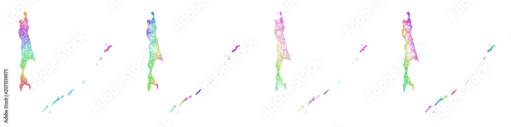Obraz premium Colorful sketch Sakhalin map design set