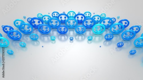 Smiles Form a Wave. Abstract motion, two color, 3d rendering, 4k resolution
