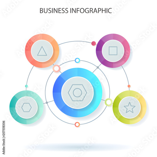 Modern Corporate Process Diagram Infographic Vector With Geometric Circular Elements