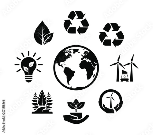 Environment vector icon set depicting global sustainable development