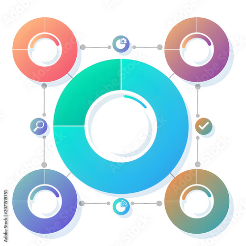 Minimal Circular Infographic Vector Template for Business Strategy Presentation and Workflow Design
