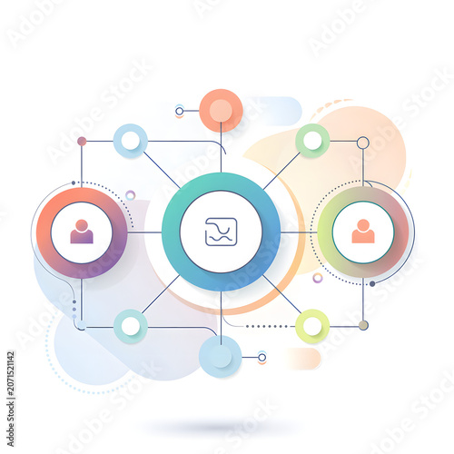 Minimal Geometric Business Infographic Vector Template with Circular Elements on White Background