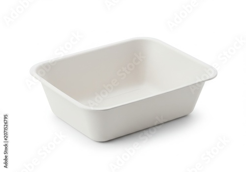 Simple white rectangular container with rounded corners on white background