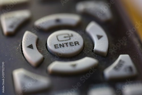Foto Remote Control Enter Button Macro Close Up with Navigation Keys and Consumer Ele