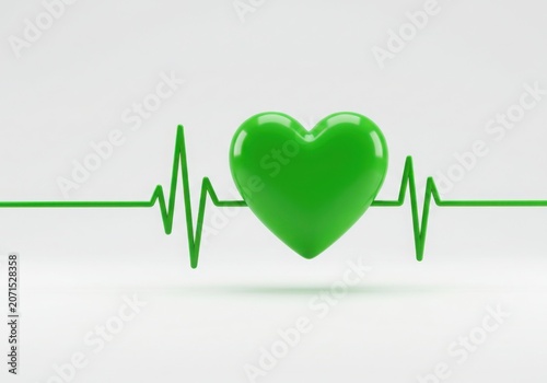 Green heart symbol integrated with a vibrant heartbeat line