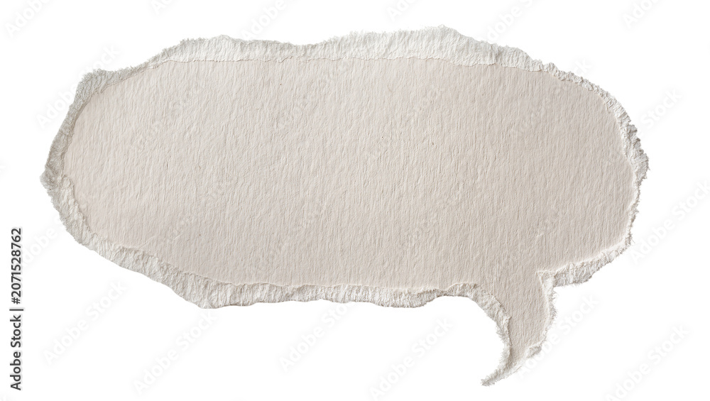 Fototapeta premium Torn paper speech bubble with rough edges, isolated on transparent background