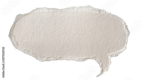 Foto Torn paper speech bubble with rough edges, isolated on transparent background