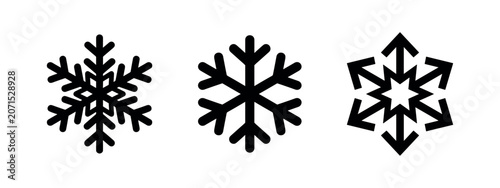 Fotografie Snowflake icon set; winter, cold weather, and Christmas symbols in various designs