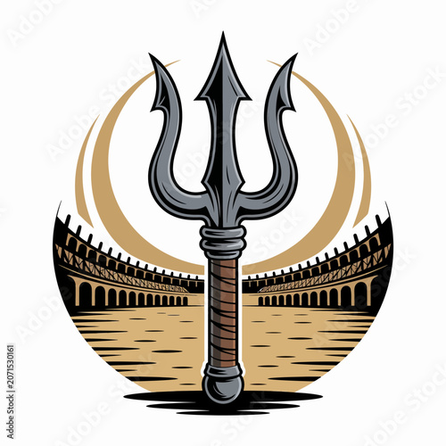 Obraz na plátně Trident weapon with three prongs sharp.