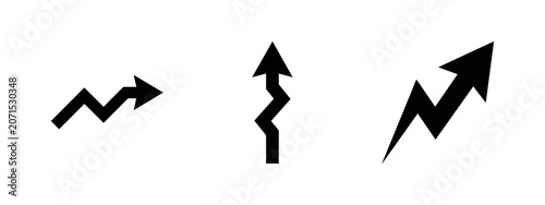 Fotografija Zigzag arrow icons set, representing instability, energy, growth, or unpredictable movement