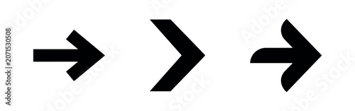 Vászonkép Set of three distinct rightward arrow icons for navigation and forward movement