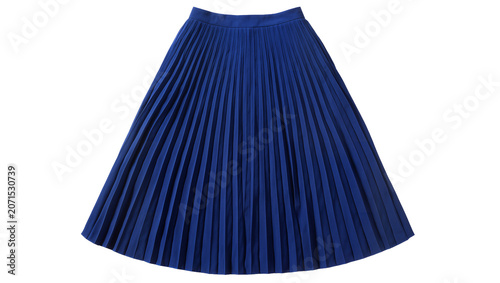 Schilderij op canvas Deep blue pleated midi skirt with elastic waistband, isolated on transparent bac