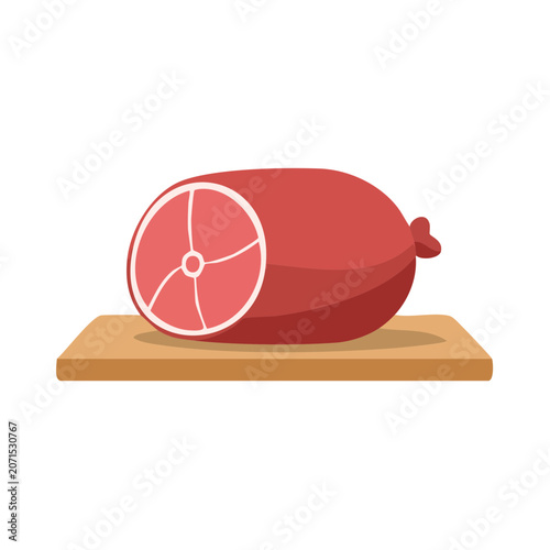 Flat illustration of salami on cutting board