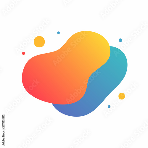 Abstract fluid shape with gradient colors on white background
