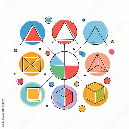 Abstract geometric shapes diagram with colorful circles