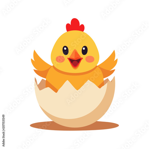 Cartoon baby chick hatching from egg