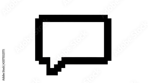 Pixelated black speech bubble icon representing communication, isolated on transparent background